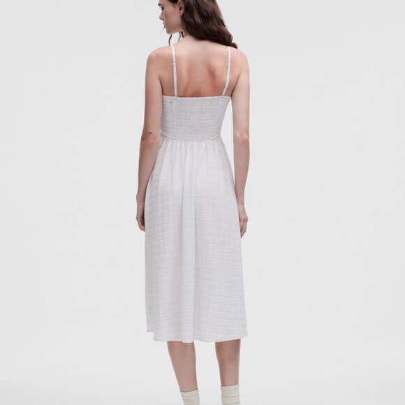 Seersucker Check Ruched Midi Dress - Picture 2 of 3